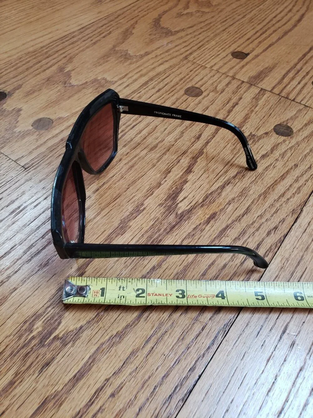 Vintage 80s NOS Oversized Black Brown Gradient Sunglasses Propionate Taiwan UV